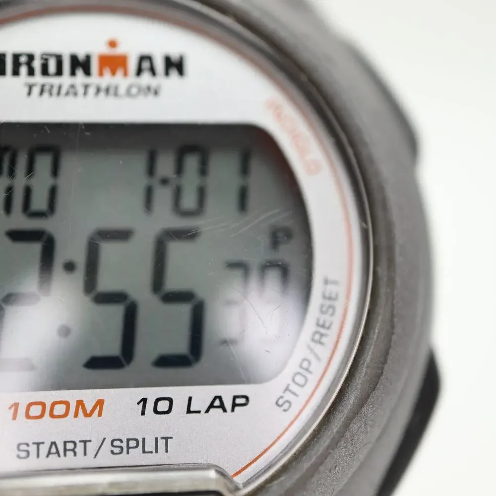 Timex Ironman Triathlon Watch Men Indiglo 40mm Black Gray 10 Lap w New Battery
